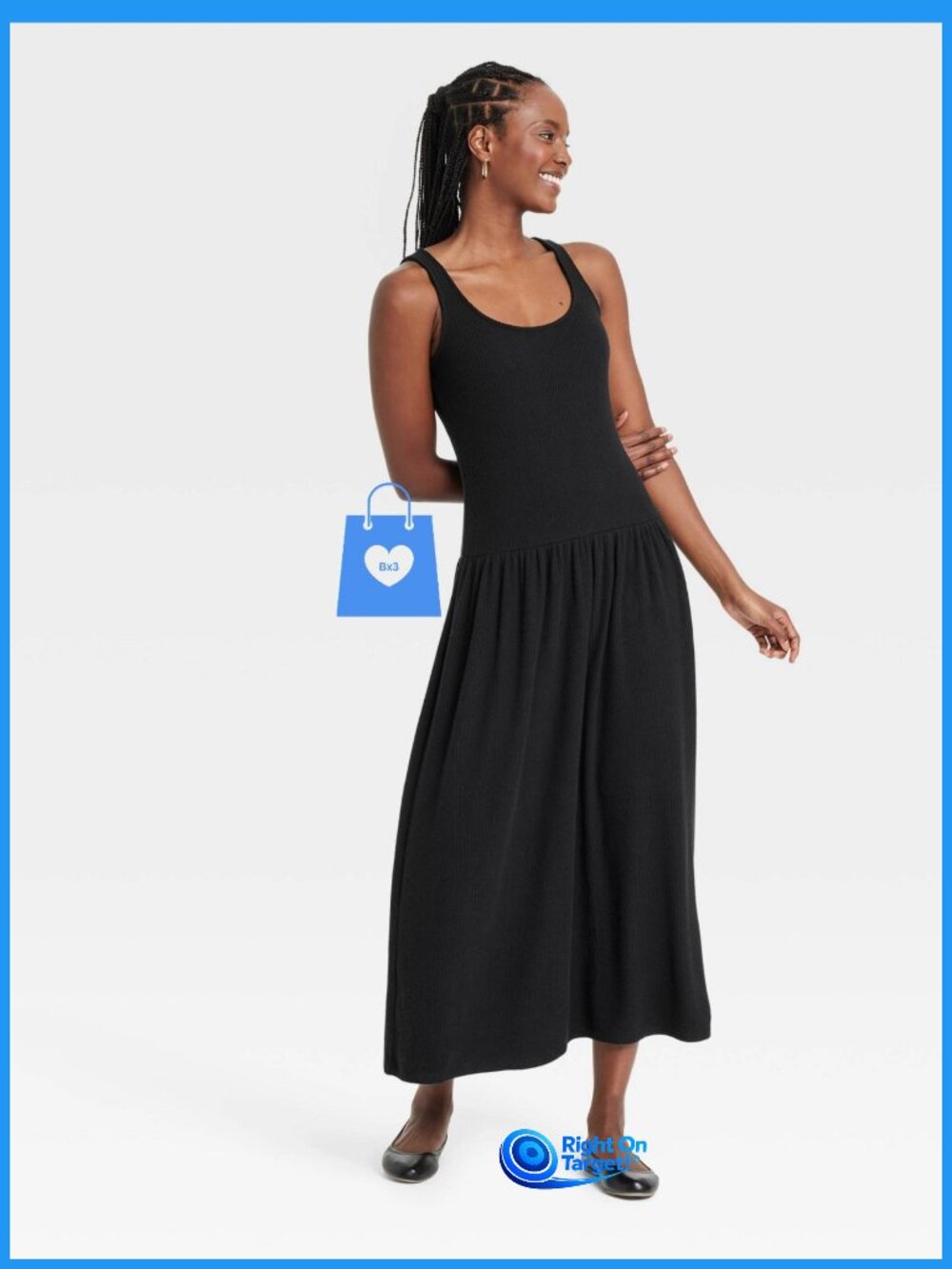 Medium - Womens Drop Waist Knit Midi Slip Dress - Universal Thread - Black - Picture 4 of 6